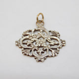 Victorian Sterling Silver Floral Dress Button Conversion Pendant Antique London
