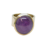 Sterling Silver Cabochon Amethyst Studio Statement Ring Vintage 1998 Size S 1/2