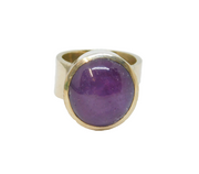 Sterling Silver Cabochon Amethyst Studio Statement Ring Vintage 1998 Size S 1/2