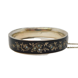 19th Century German Sterling Silver & Black Enamel Mourning Bangle Antique