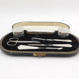 Art Deco Boxed Sterling Silver Engine Turned Vanity Set Antique 1929 Birmingham