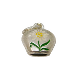 Sterling Silver Enamel Flower Cow Bell Charm Pendant Vintage c1970