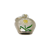 Sterling Silver Enamel Flower Cow Bell Charm Pendant Vintage c1970