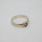 Sterling Silver Purple CZ Solitaire Dress Band Ring Modern c1990 Size K