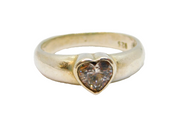 Sterling Silver Paste Heart Solitaire Dress Ring Vintage c1970 Size M 1/2