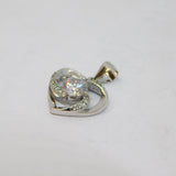 Sterling Silver CZ Set Swirly Open Heart Charm Pendant Vintage c2000