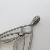 Large Sterling Silver & Spinel Set Drop Pendant Vintage c1990
