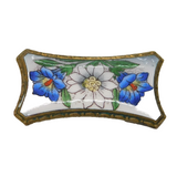 19th Century Gilt Metal & Guilloche Enamel Floral Dress Brooch Antique c1890