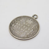 King Edward VII Sterling Silver One Rupee Coin Pendant Fob Antique 1905