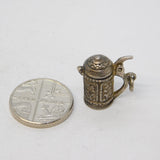 Sterling Silver Lidded Stein Tankard Charm Pendant Vintage c1970