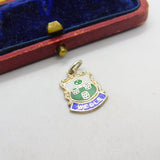 Sterling Silver and Enamel Wells Travel Shield Charm Pendant Vintage c1970