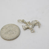 Sterling Silver Maiden on Horseback Charm Pendant Vintage c1970