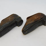 George III Pair of Leather & Wooden Novelty Shoe Form Snuff Boxes Antique