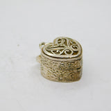 Sterling Silver Filigree Heart Jewellery Box With Ring  Charm Vintage c1970s