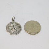 Sterling Silver Textured St Christopher Travel Charm Pendant Vintage c1970