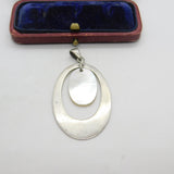 Sterling Silver & Mother of Pearl Drop Charm Pendant Vintage c1970