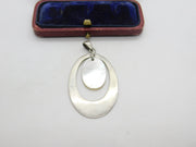 Sterling Silver & Mother of Pearl Drop Charm Pendant Vintage c1970