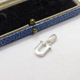 Sterling Silver 'U' Initial Charm Pendant Vintage c1970