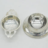 Sterling Silver Tea Strainer on Bowl Antique 1937 Birmingham Art Deco