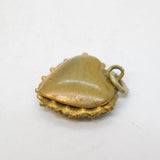 Victorian Gilt Metal & Paste Set Puffy Heart Drop Pendant Antique c1880s