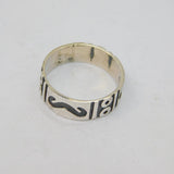 Sterling Silver Oxidised Navejo Design Band Ring Vintage c1970 Size L 1/2