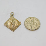 Sterling Silver Offset Square St Christopher Travel Charm Pendant Vintage c1970s