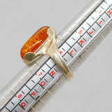 Sterling Silver Baltic Amber Zigzag Style Dress Band Ring Vintage c1970 Size M