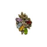 Sterling Silver Colourful Multi-Gemstone Studio Ring Vintage c1970 Size M 1/2