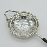 Sterling Silver & Turned Wooden Handle Tea Strainer Vintage 1965 Birmingham