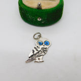 Sterling Silver Owl Charm Pendant Vintage c1970