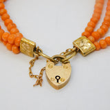 Victorian 9ct Yellow Gold & Coral Beaded Charm Bracelet Antique c1880s