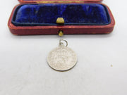 Sterling Silver King George V Threepence Coin Charm Pendant Antique 1920