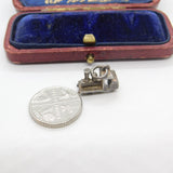 Sterling Silver Railway Train Charm Pendant Vintage c1970