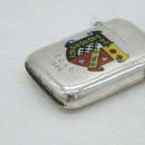 Victorian Sterling Silver Enamel Exeter College Oxford Vesta Case Antique 1876