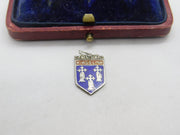 Sterling Silver and Enamel Kings Lynn Travel Shield Charm Pendant Vintage c1970