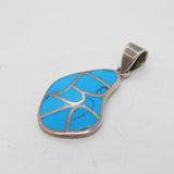 Sterling Silver & Blue Howite Drop Pendant Vintage c1970s