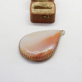 Sterling Silver Mounted Large Agate Drop Pendant Vintage c1970