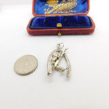 Sterling Silver Wishbone Charm Pendant Vintage c1970
