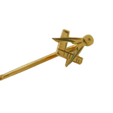 9ct Yellow Gold Masonic Square & Compass Stick Pin Vintage London