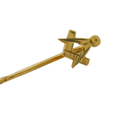 9ct Yellow Gold Masonic Square & Compass Stick Pin Vintage London