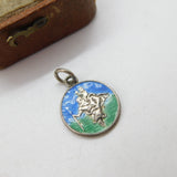 Sterling Silver Enamel St Christopher Travel Charm Pendant Vintage c1970