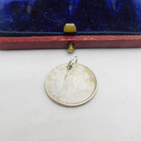 Sterling Silver Canadian Queen Elizabeth Coin Charm Pendant Vintage 1953