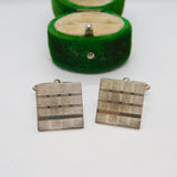 Sterling Silver Engine Turned Square Cufflinks Vintage c1970