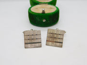 Sterling Silver Engine Turned Square Cufflinks Vintage c1970