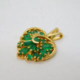 14ct Yellow Gold & Natural Emerald Set Heart Pendant Vintage 1997 London