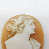 Victorian Carved Shell Female in Profile Cameo Antique c1880