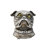 Sterling Silver & Glass Eye Novelty Bulldog Brooch Pin Vintage