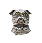 Sterling Silver & Glass Eye Novelty Bulldog Brooch Pin Vintage