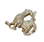 Sterling Silver Cockerel Chicken Charm Pendant Vintage c1970