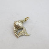 Sterling Silver Patterned Goldfish Charm Pendant Vintage c1970s